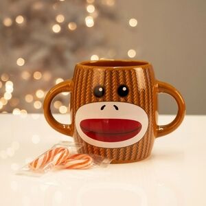 Galerie Sock Monkey Brown 2-Handle Mug